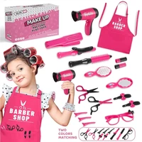 17pcs Pretend Play Hair Salon Set For Girls, Including Hair Dryer Toy,Hair Cutting Cape Styling Accessories,Toys For Girls