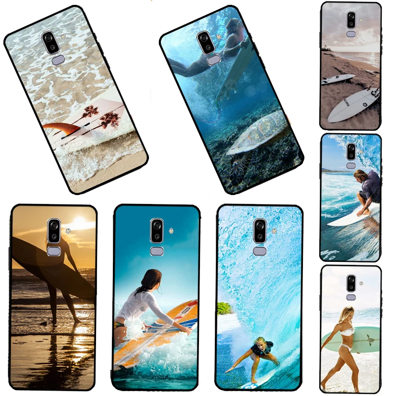 Beach Surf Board Ocean Waves Case For Samsung Galaxy J4 J6 Plus J3 J5 J7 2016 A3 A5 2017 A9 J8 A6 A8 Plus 2018 Cover