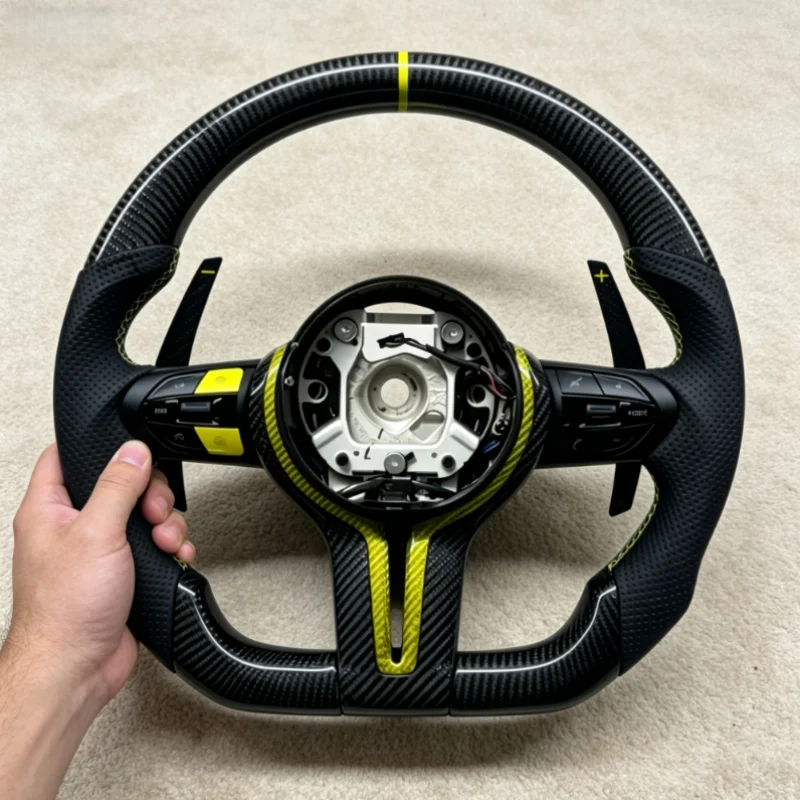 Custom Steering Wheel For BMW F30 F10 F40 F82 F22 F20 3 Series 5 Series F80 M3 F82 M4 M5 E90 E80 Carbon Fiber Bright Yellow
