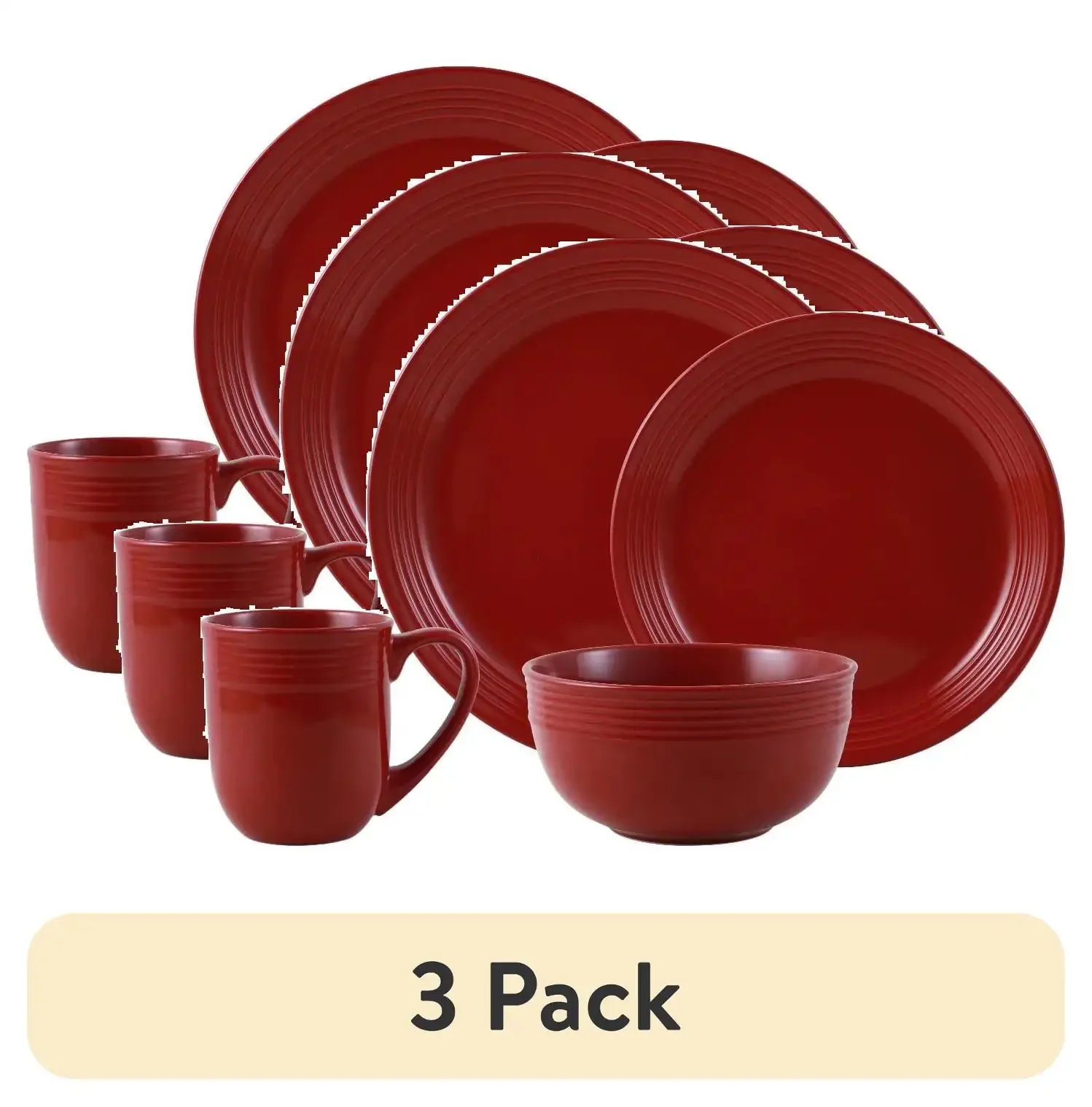 

(3 pack) Mainstays Chiara Red Stoneware Dinnerware Set, 16-Pieces