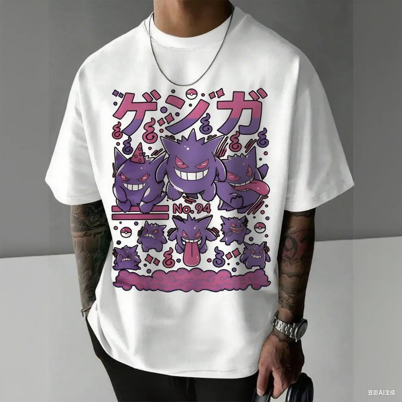 

Хлопковая футболка Pokémon Gengar Clan спереди, красочная аниме-принт, чистый хлопок, повседневная одежда для фанатов, Новое поступление, футболка S-4XL