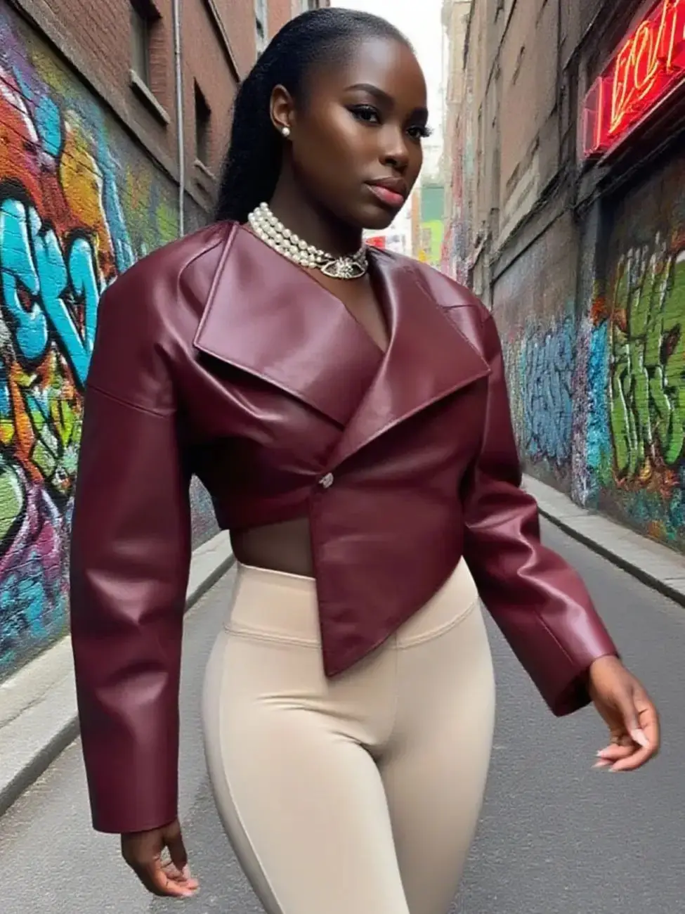

Cutenew Leather Chic Women Jackets Autumn Classic Solid Irregular One Button Lapel Full Sleeve Crop Coats Female Wild Streetwear