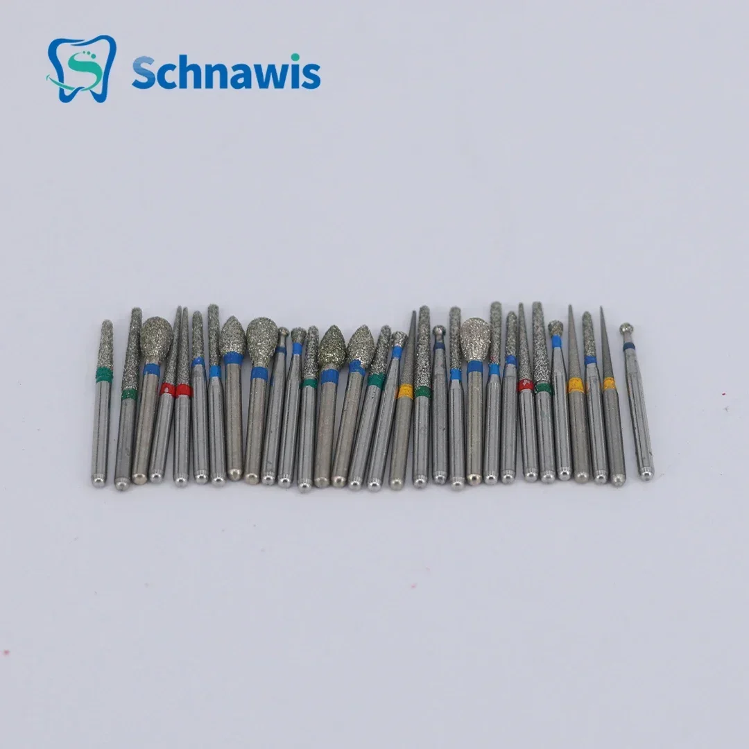 30 ชิ้น/เซ็ตอลูมิเนียมทันตกรรม Burs ชุดผู้ถือ Dental Diamond Burs สําหรับ Handpiece ความเร็วสูง Turbine + Burs ตําแหน่งกล่อง