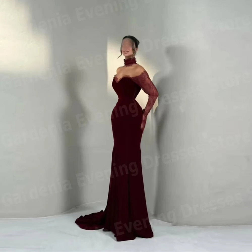 

Graceful Mermaid Women's Evening Dresses Lace Long Sleeve Prom Gowns Vestidos Para Mujer Customized Off Shoulder Robe De Soirée