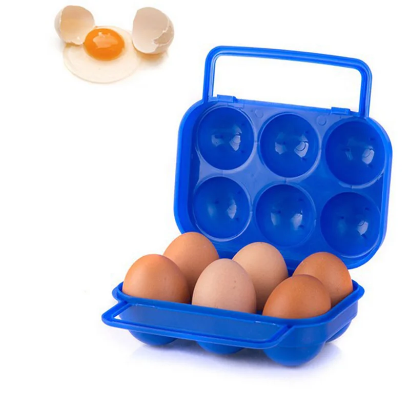 6 Grids Egg Storage Box Portable Plastic Egg Holder Container Organizer for Outdoor Camping Picnic Eggs Case Egg Tray Storage