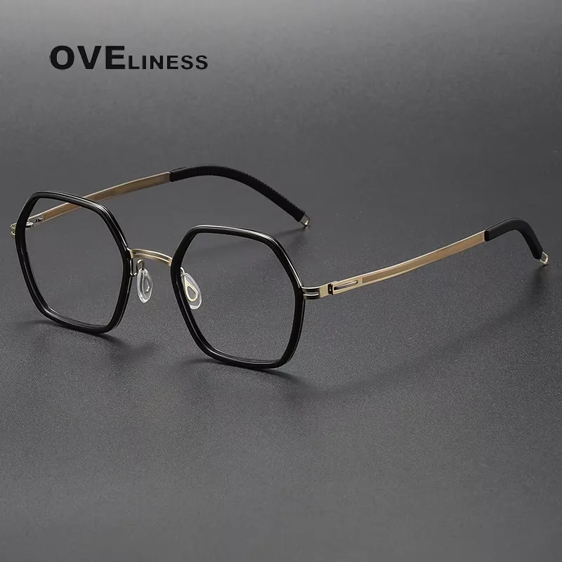 

Acetate Titanium Glasses Frame men Women Retro Eyeglasses frames Men Spectacles Screwless Ultralight Eyewear