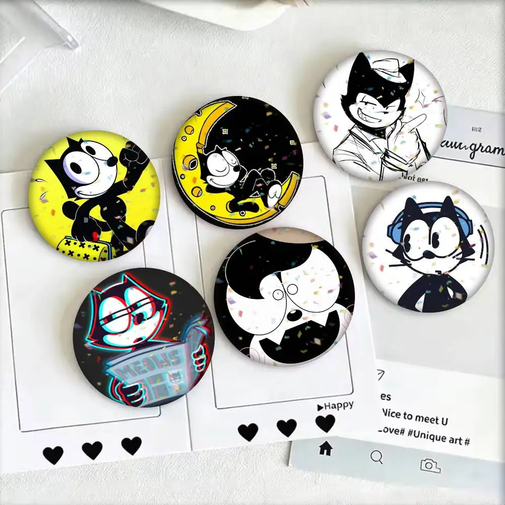 Cartoon F-Felix the C-Cats  25 32 44 58 75mm Badges Personalized Round Brooches Pins Accessory Gift