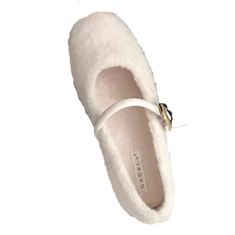 2023 Fur Flats Ballet Dance Shoes Casual Short Plush Boots Fashion New Shallow Square Toe Zapatos Dress Walking Designer Shoes