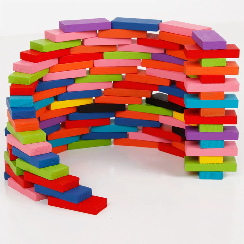 120 pz/set bambini Color Sort Rainbow Wood Domino Blocks giocattoli per bambini regalo