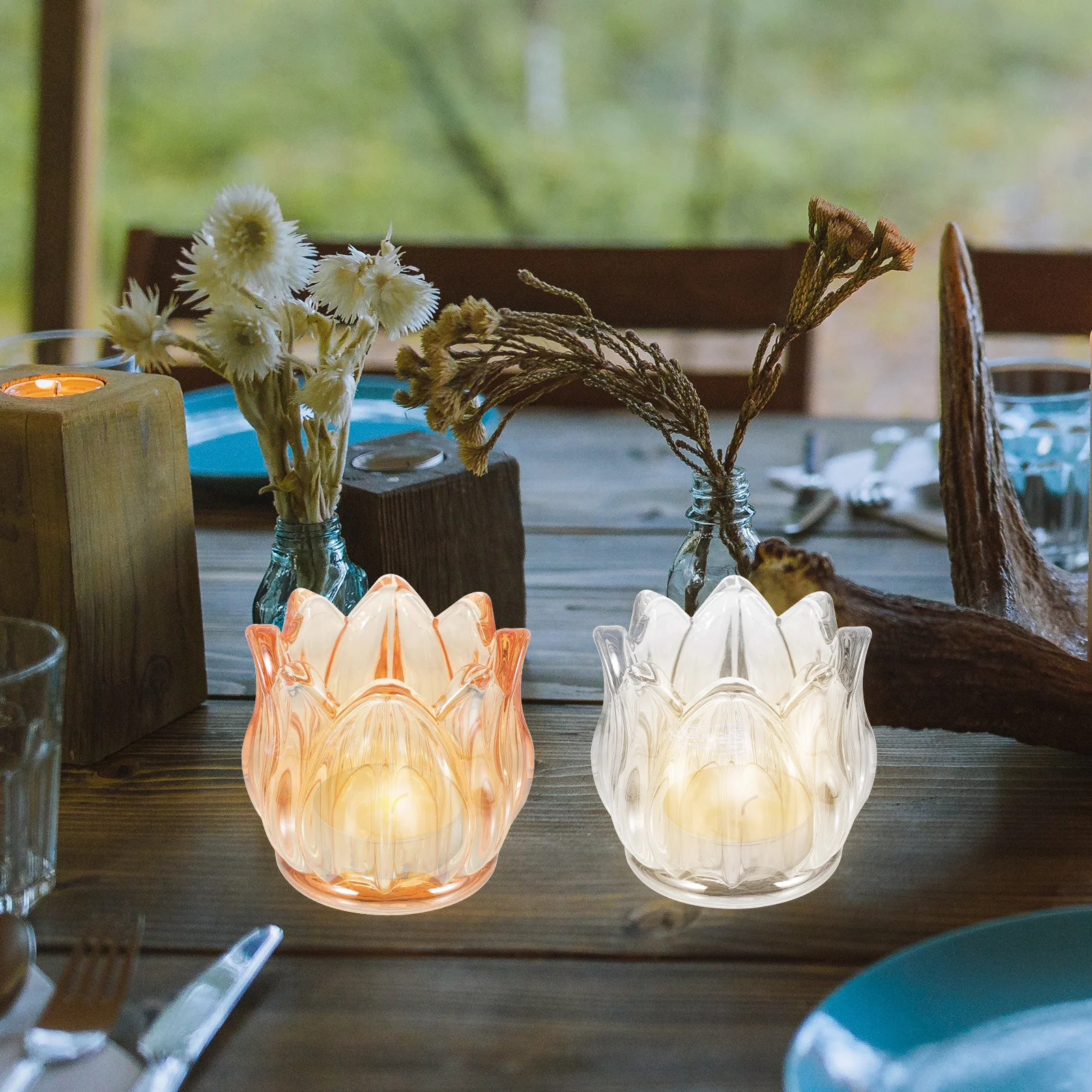 2 قطعة حامل زجاجي على شكل زهرة التوليب، ديكور قوي ممتاز لحفلات الزفاف، قطعة مركزية لطاولة الزفاف، جو دافئ #2