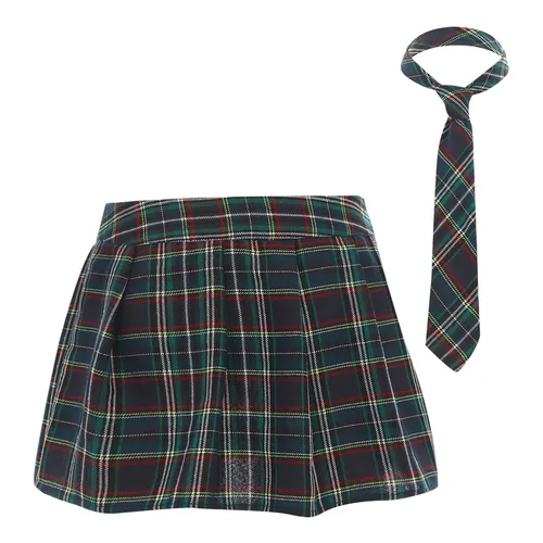 Imagen 2 del producto Uniformes de juego de rol para mujer, conjunto de minifalda plisada a cuadros con cremallera, corbata, falda Sexy, disfraz de Cosplay, colegiala japonesa