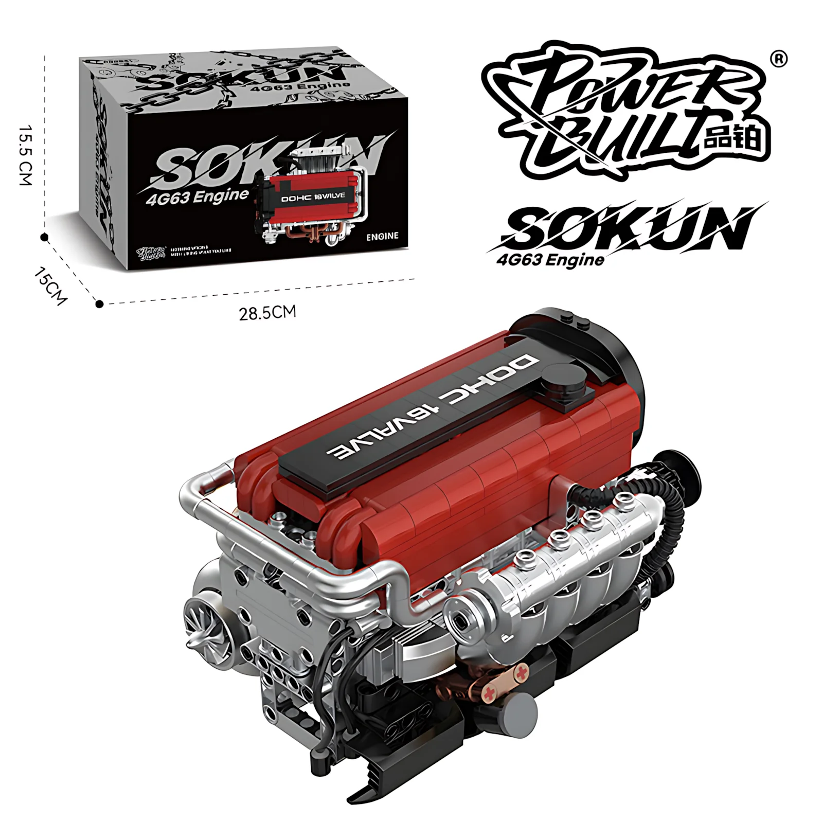 PB8861 918 Piezas, Bloques de Construcción de Motor 4G63T, Juguetes Educativos de Construcción, Kit de Ladrillos Técnicos MOC, Regalo para Adultos y Niños