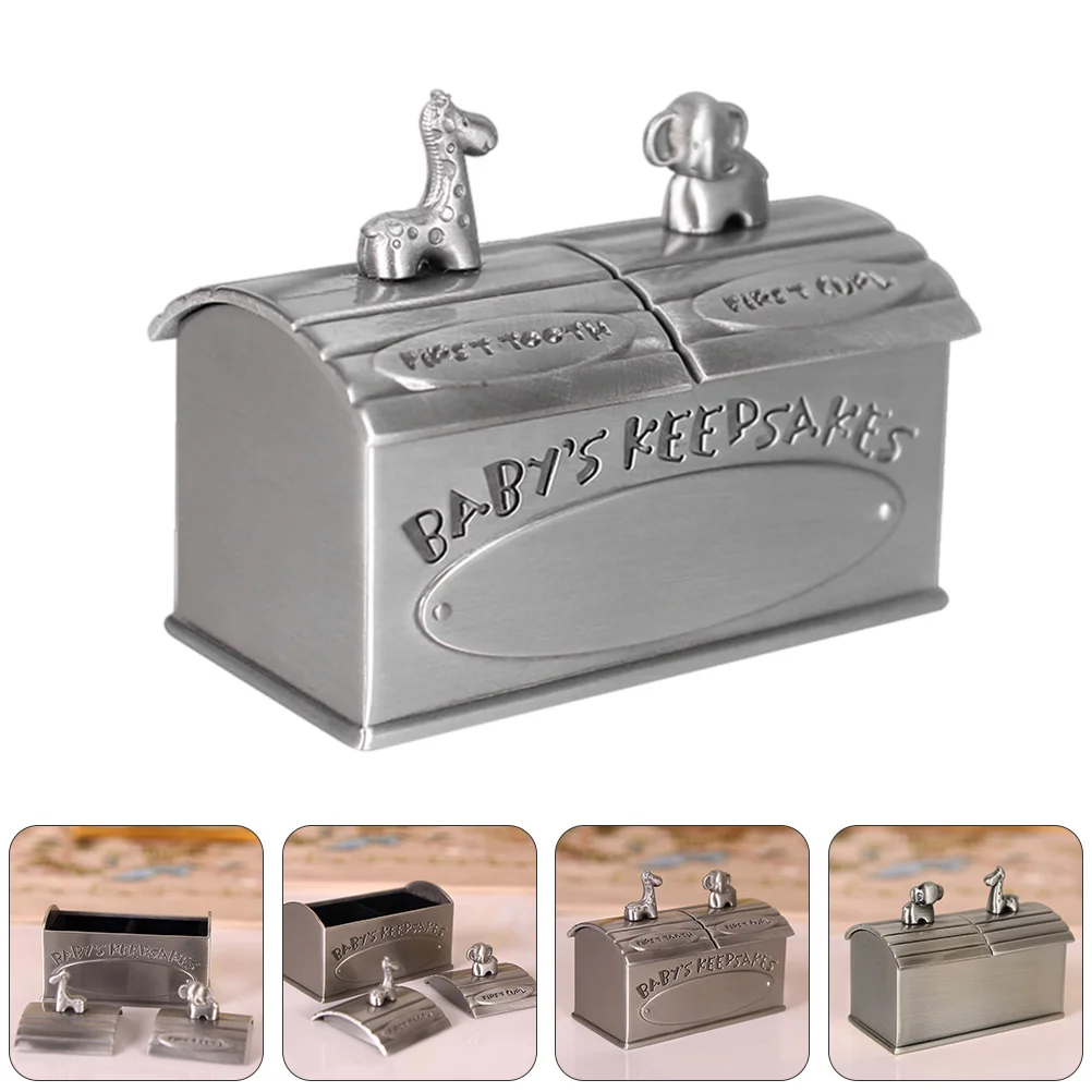 

Baby Teeth Storage Box Gift Boxes Case for Tooth Holder Keepsake Organizer Portable Zinc Alloy Child