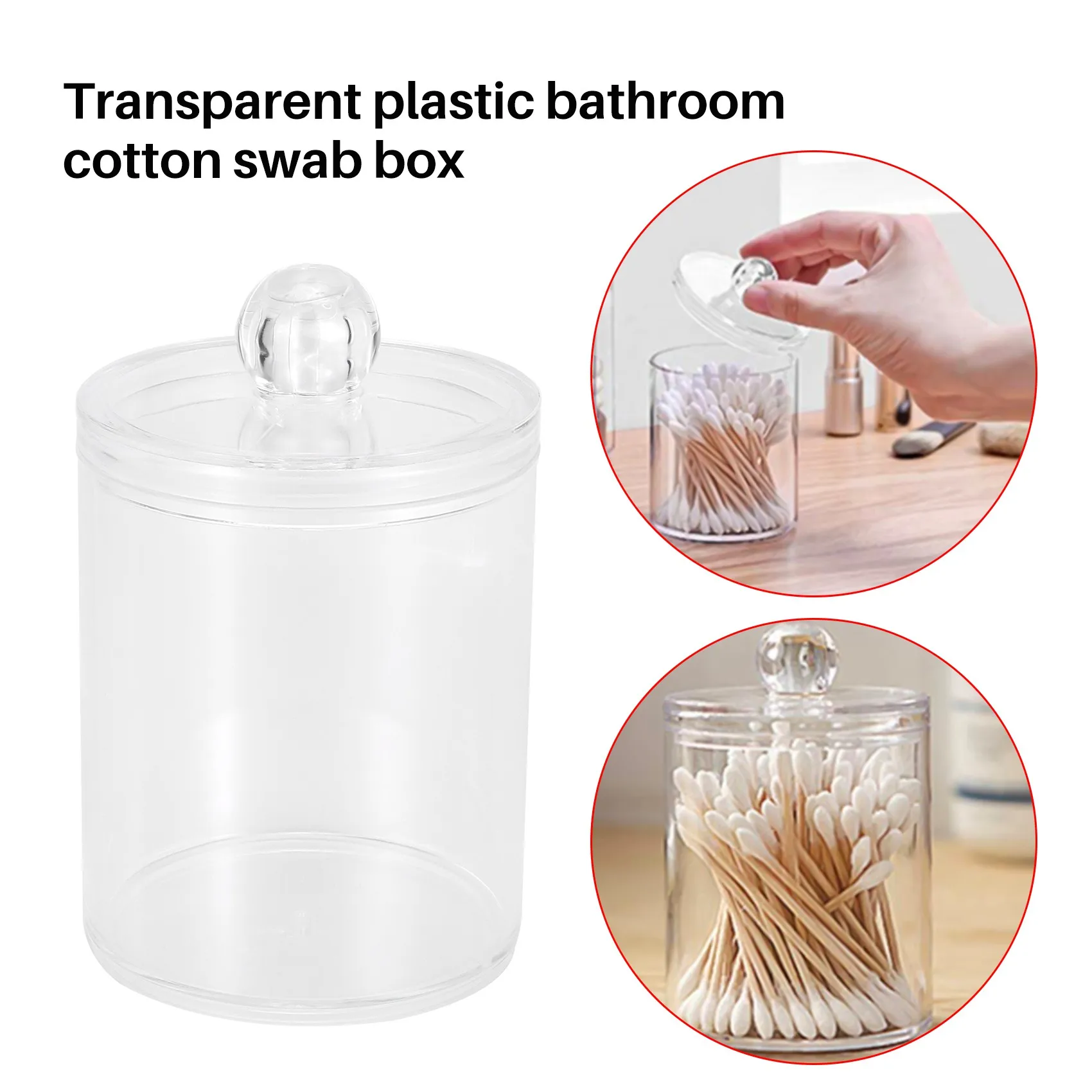 Qtip Holder Dispenser for Cotton Ball, Cotton Swab Jar with Lids for Bathroom Canister Storage Organization B