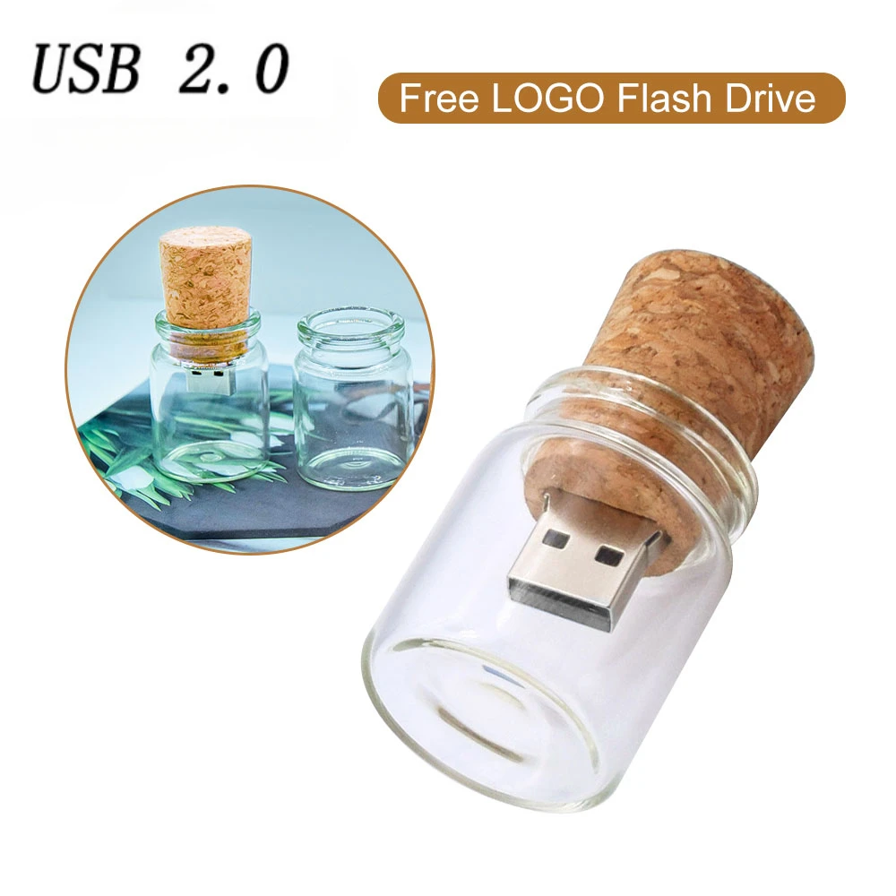 10個/ロット USB 2.0 ガラス製ドリフトボトル コルク付き フラッシュドライブ スティック型ペンドライブ 4GB 8GB 16GB 32GB 64GB 128GB クリエイティブなウェディングギフト
