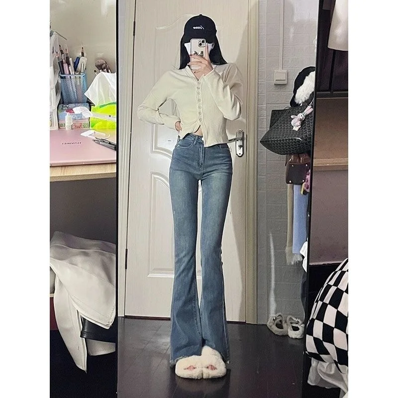 Bootcut Jeans Woman Vintage Y2K Pleated Drapey Barrel Chic Sides Studs Decorate Trendy Patch Clothing Patchwork Plus Size Ladies