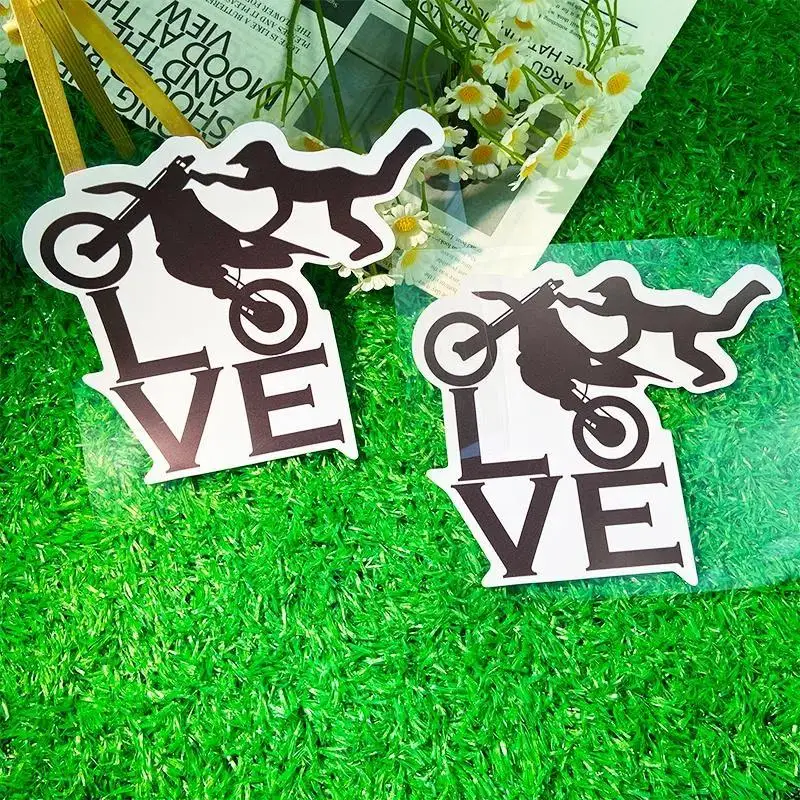 Love Off Road Rider Sticker Holographic Laser Vinyl Decal Waterproof Car Window Bumper Motorcycle Decor