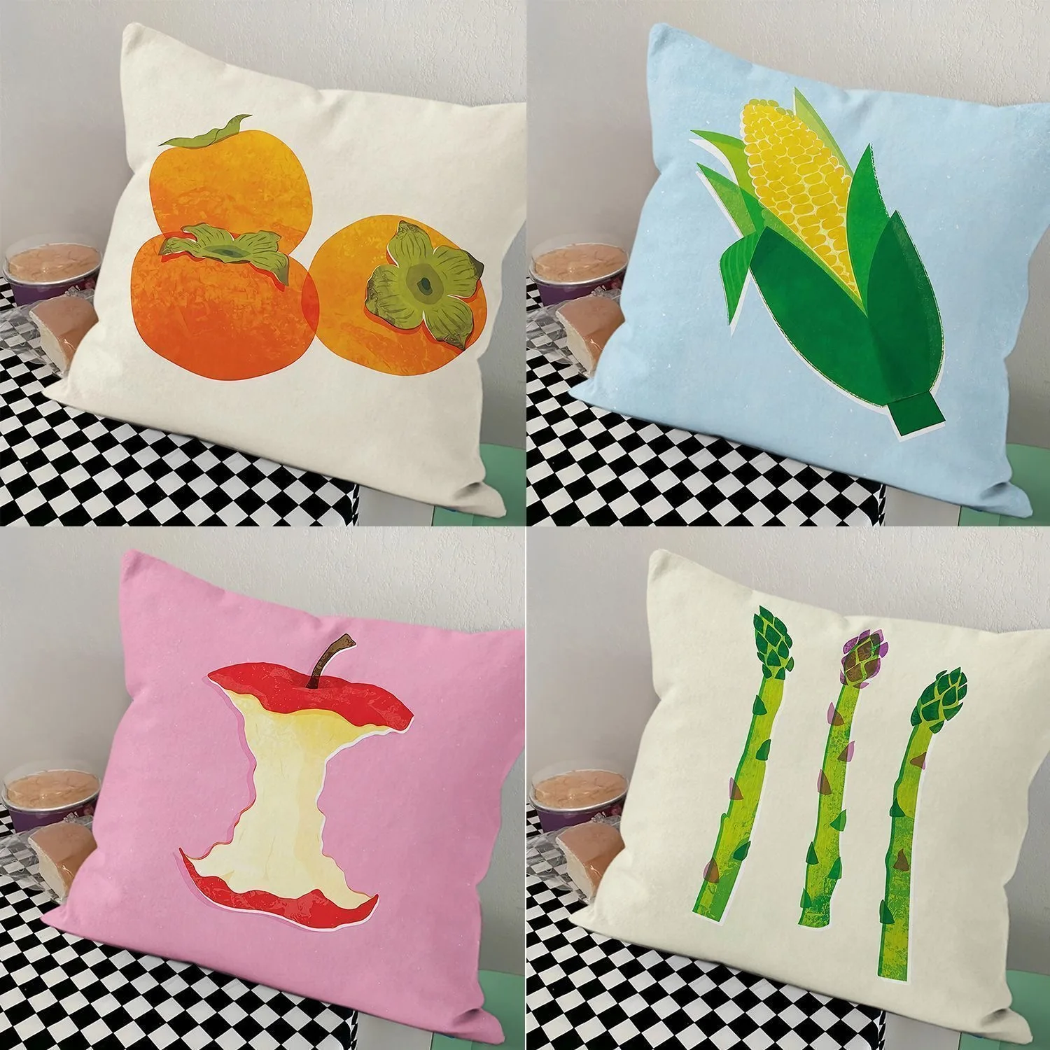 Fresh Fruit and Vegetable Digital Printing Pillowcase Sofa Living Room Cushion Cover Bedroom Bedside Natural Wind Pillow Cover
