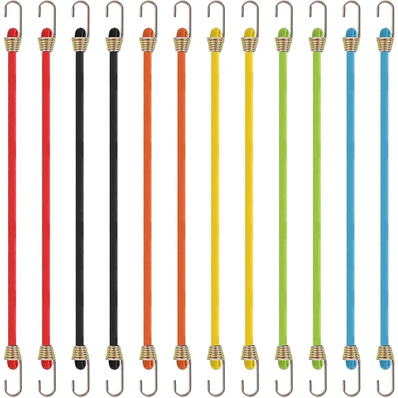 AB66-10 Inch Connectable Tensioning Rope With Hooks, Rubber Straps, Tarpaulin And Tent Tensioner For Attaching