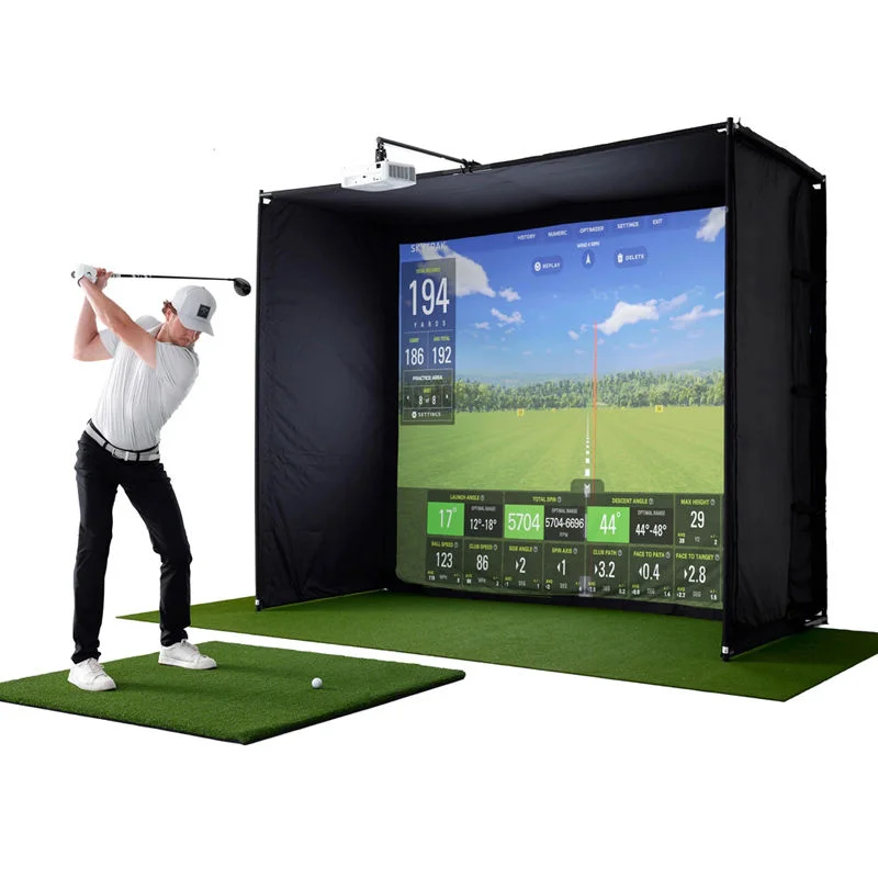 Customizable Size Golf Simulator Enclosure Nets With Frame And Hd Impact Screen Kit For Indoor Outdoor Golf Practice