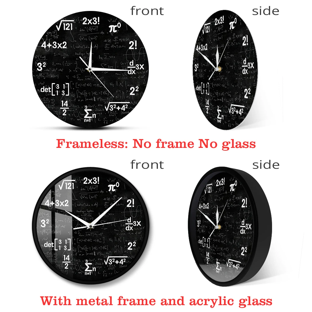 Math Equations and Notations Mathematics Chalkboard Geek Wall Clock Educational Gifts For Kids Teachers School Classroom Decor