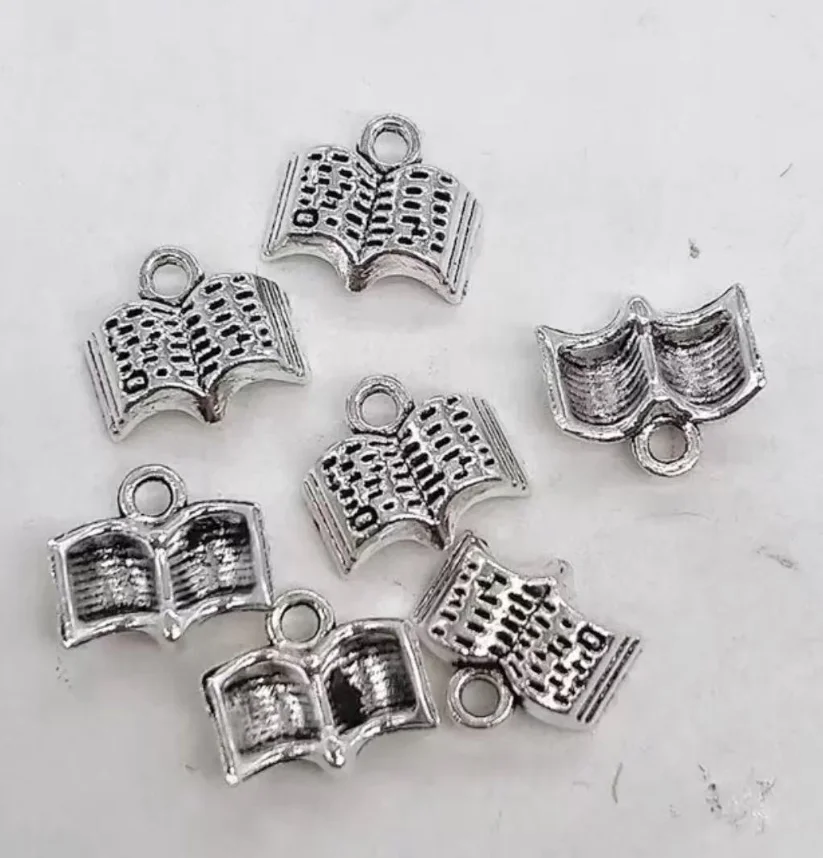 

30pcs 11mm Zinc alloy metal tibetan silver color plated book shaped classic charms for jewelry making T2589