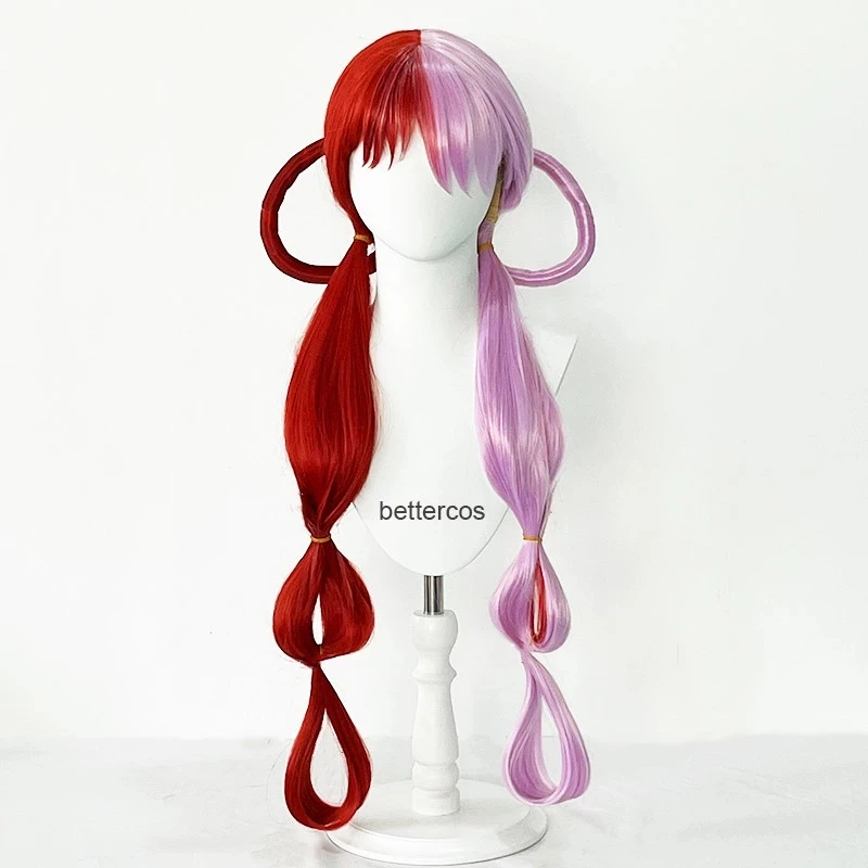 Perruque de cosplay Uta Anime pour femme, rouge rose, cheveux de degré de chaleur, Halloween, accessoires pour écouteurs, bonnet de perruque pour fille