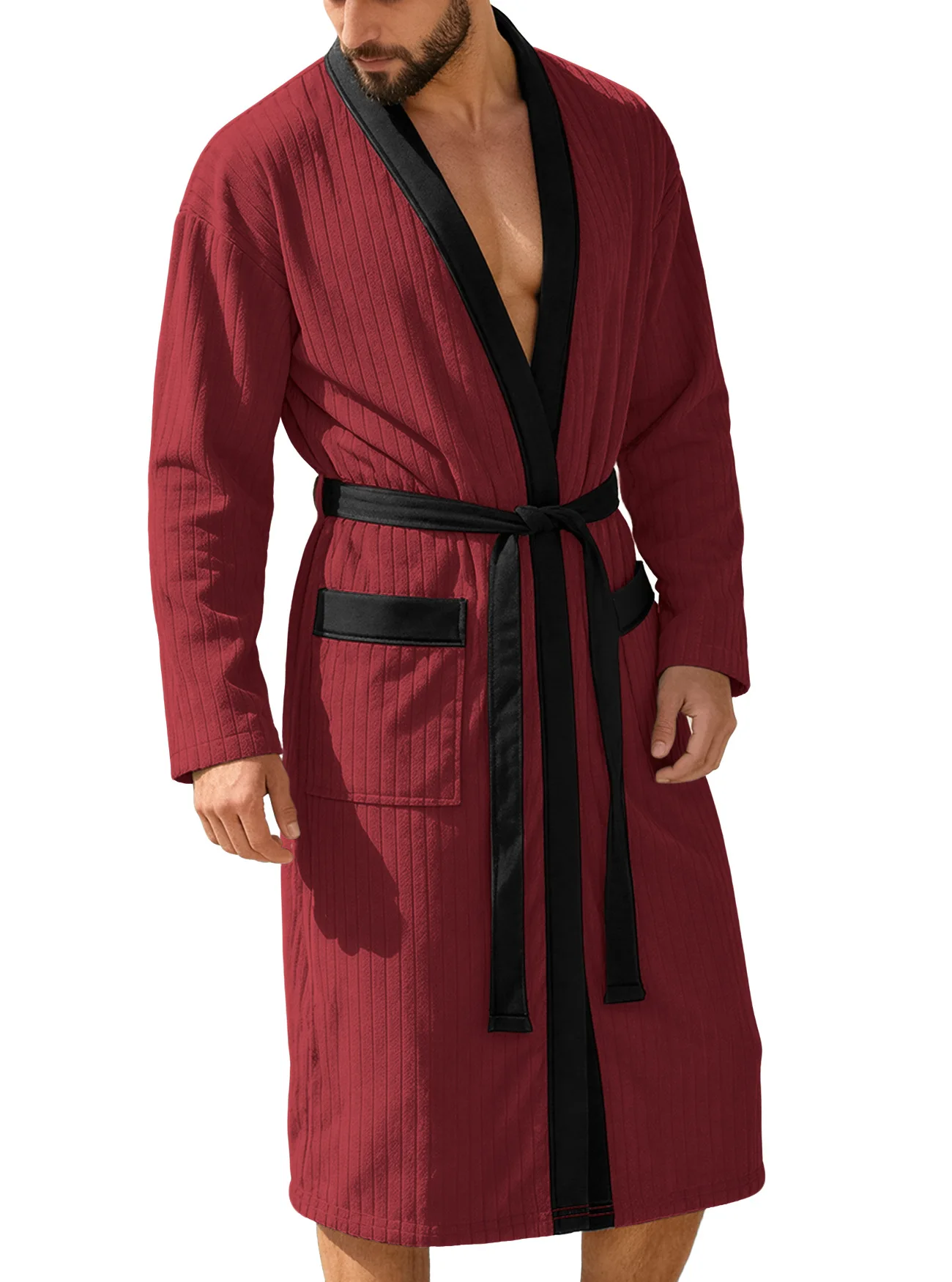 Men's Long Solid Color Belt for Robe, 1XL-2XL