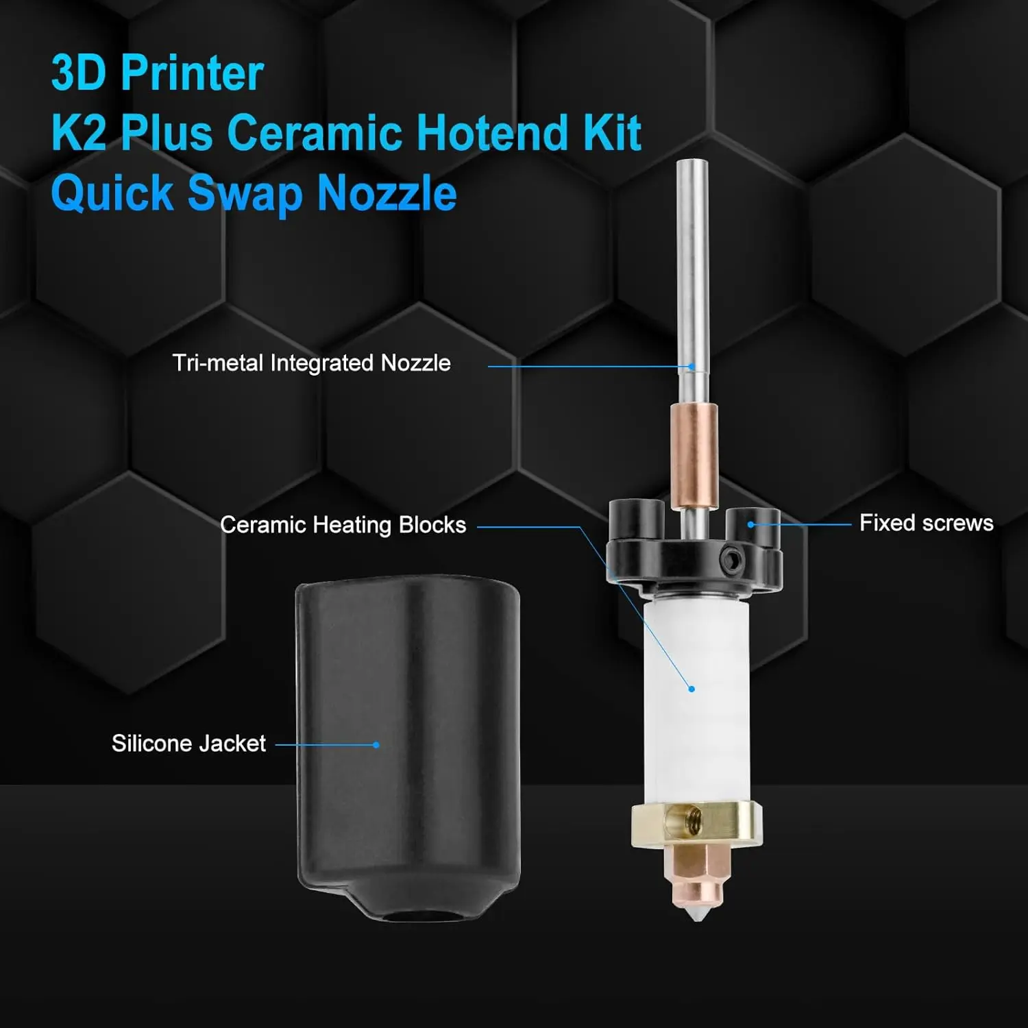 Creality K2 Plus Extruder-Heißend-Kit, Schnellwechsel-Düse, gehärteter Stahl, komplett aus Metall gefertigt, für Creality Hi/K2 PLUS-Düsen. – Detail 4