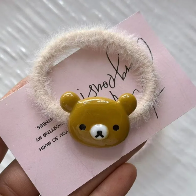 1/2 ชิ้น ที่คาดผมลายริลัคคุมะน่ารักสำหรับเด็กผู้หญิง ลายการ์ตูนน่ารัก เครื่องประดับผมแฟชั่น เชือกมัดผม สร้อยข้อมืออนิเมะ ของขวัญคริสต์มาส