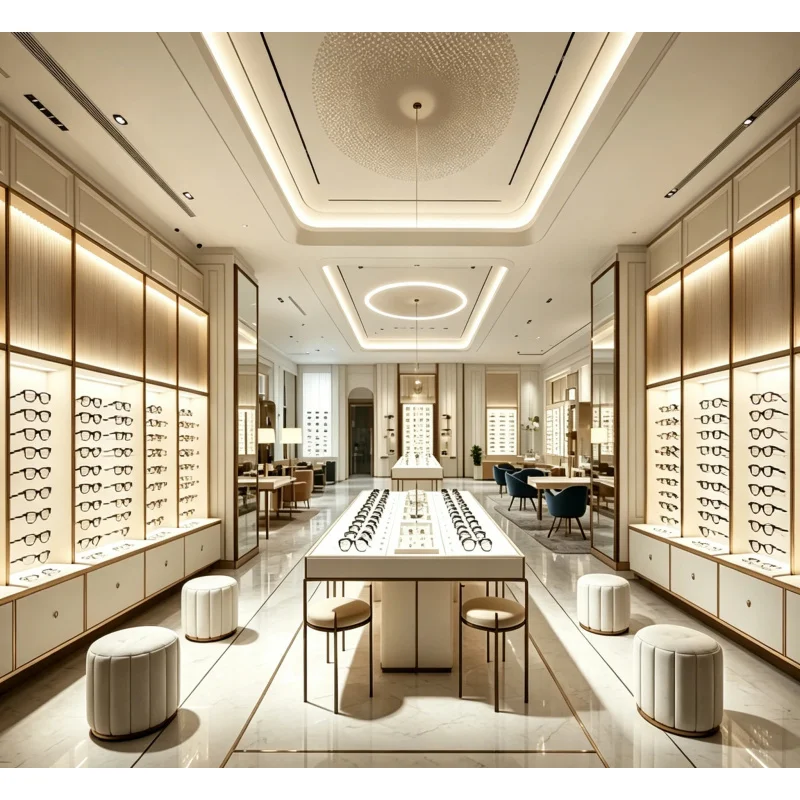 custom.Luxury Optical Eyewear Whole Interior Space Design Custom Display Showcase Premium Commercial Shop Renovation