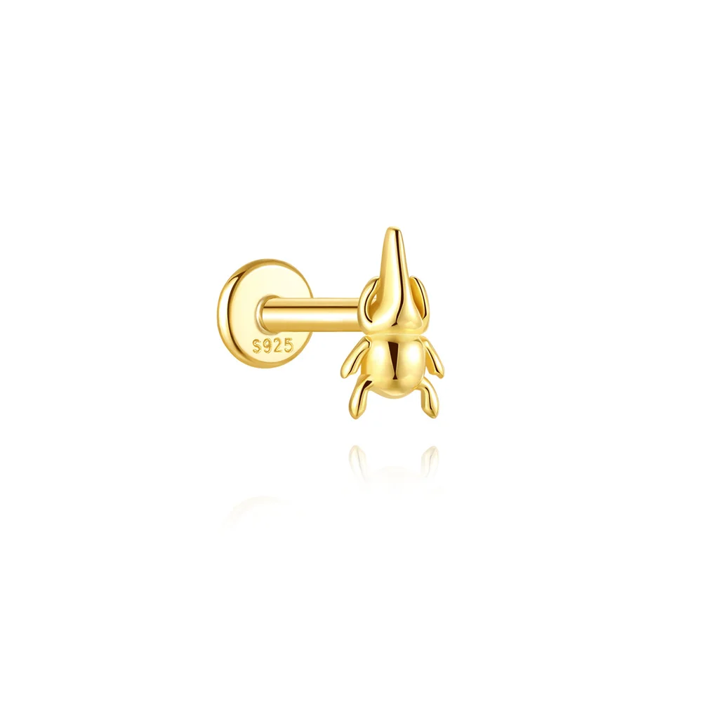 AIDE 1PC 925 Sterling Silber Glück Rot Koi Piercing Ohrring Für Frauen Geometrische Kette Zirkon Ohr Knochen Stud Ohrringe edlen Schmuck