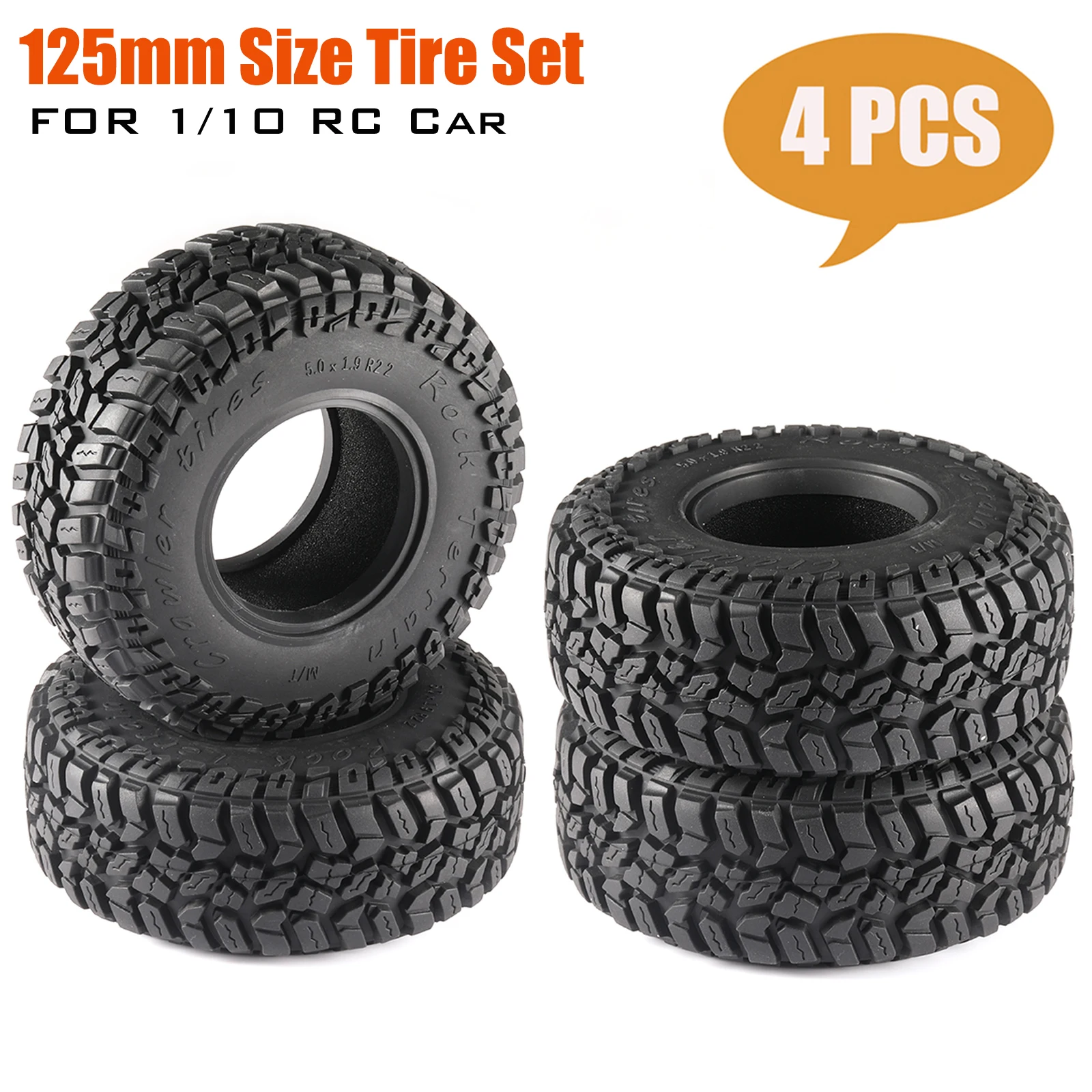 4Pcs,125mm, 2.2Inch,Universal Tires Climbing Car Crawlerfor SCX10 90046 D90 TRX4 TRX6 1/10 RC Car Upgrade Parts