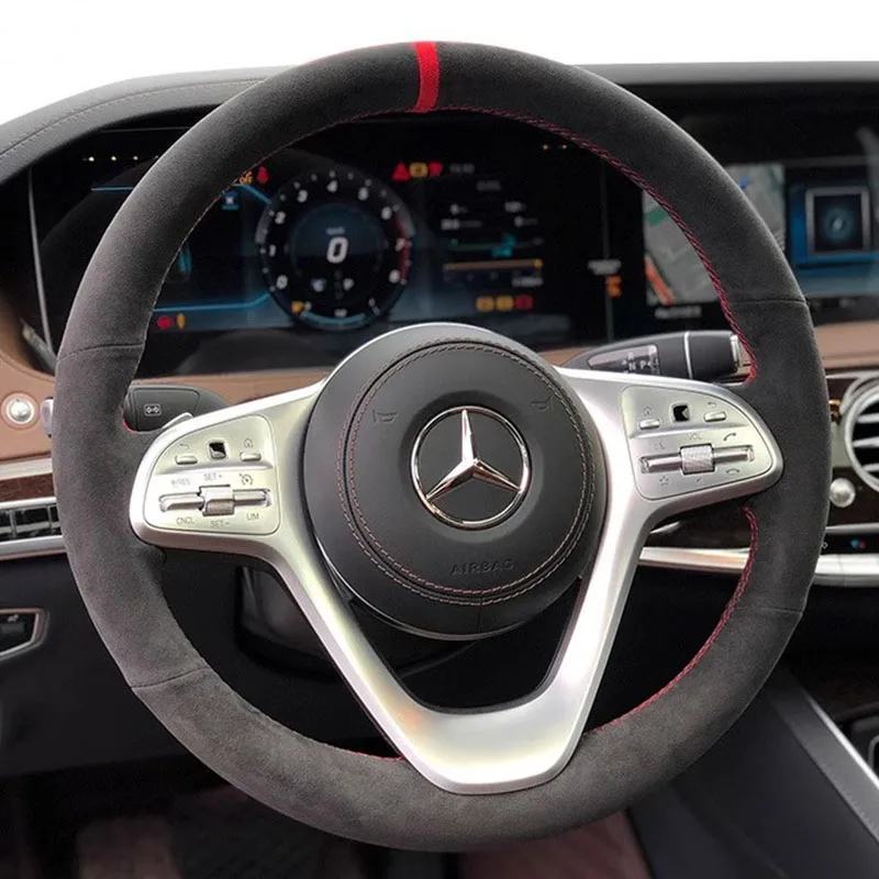 Hand Stitched high quality suede non-slip Car Steering Wheel CoverFor New Mercedes-Benz S320L S350 GLS400 car Interior