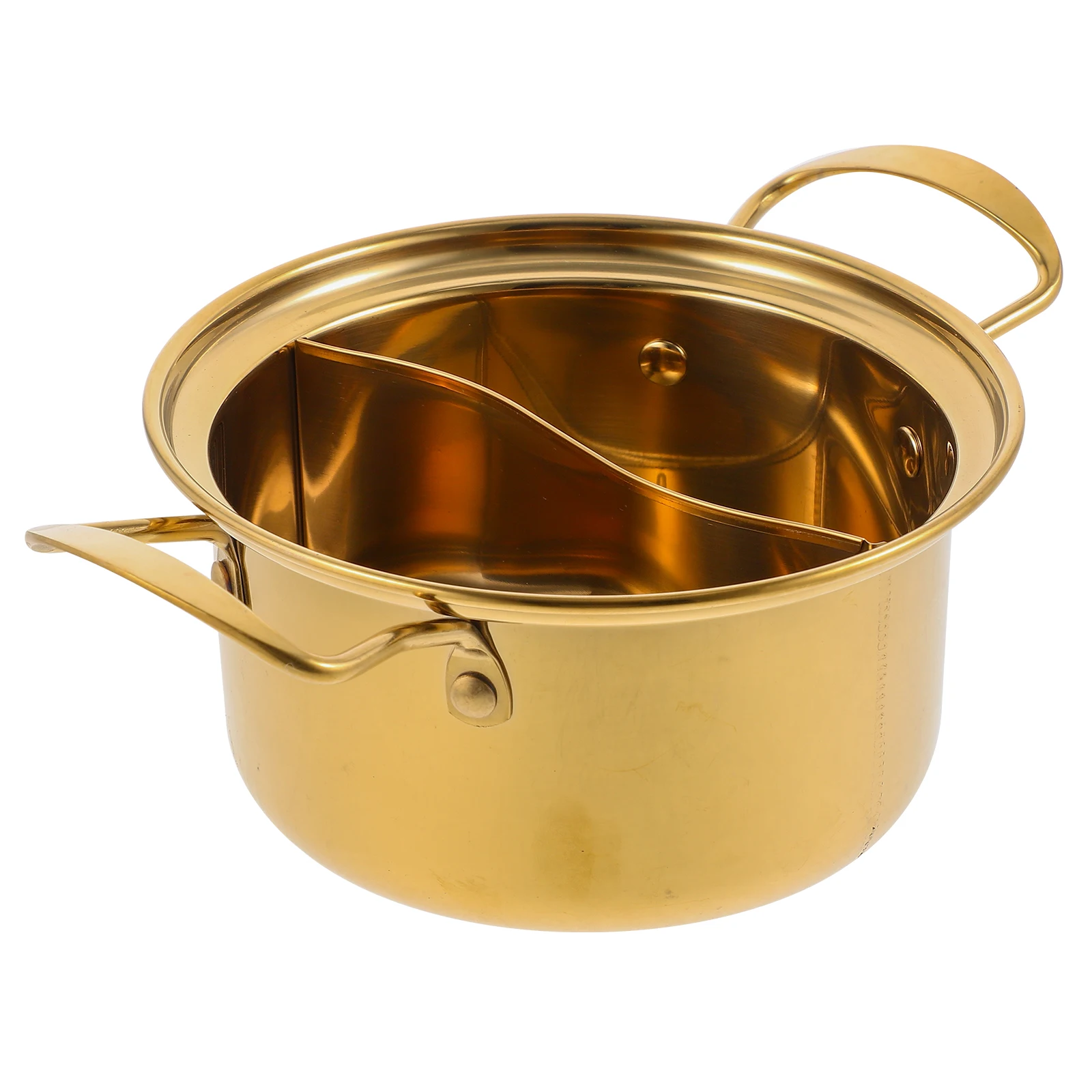 

Stainless Steel Golden Hotpot Soup Reusable Stock Pot Easy Clean Kitchen Ramen Pot Utensil for Stove Top Cooking