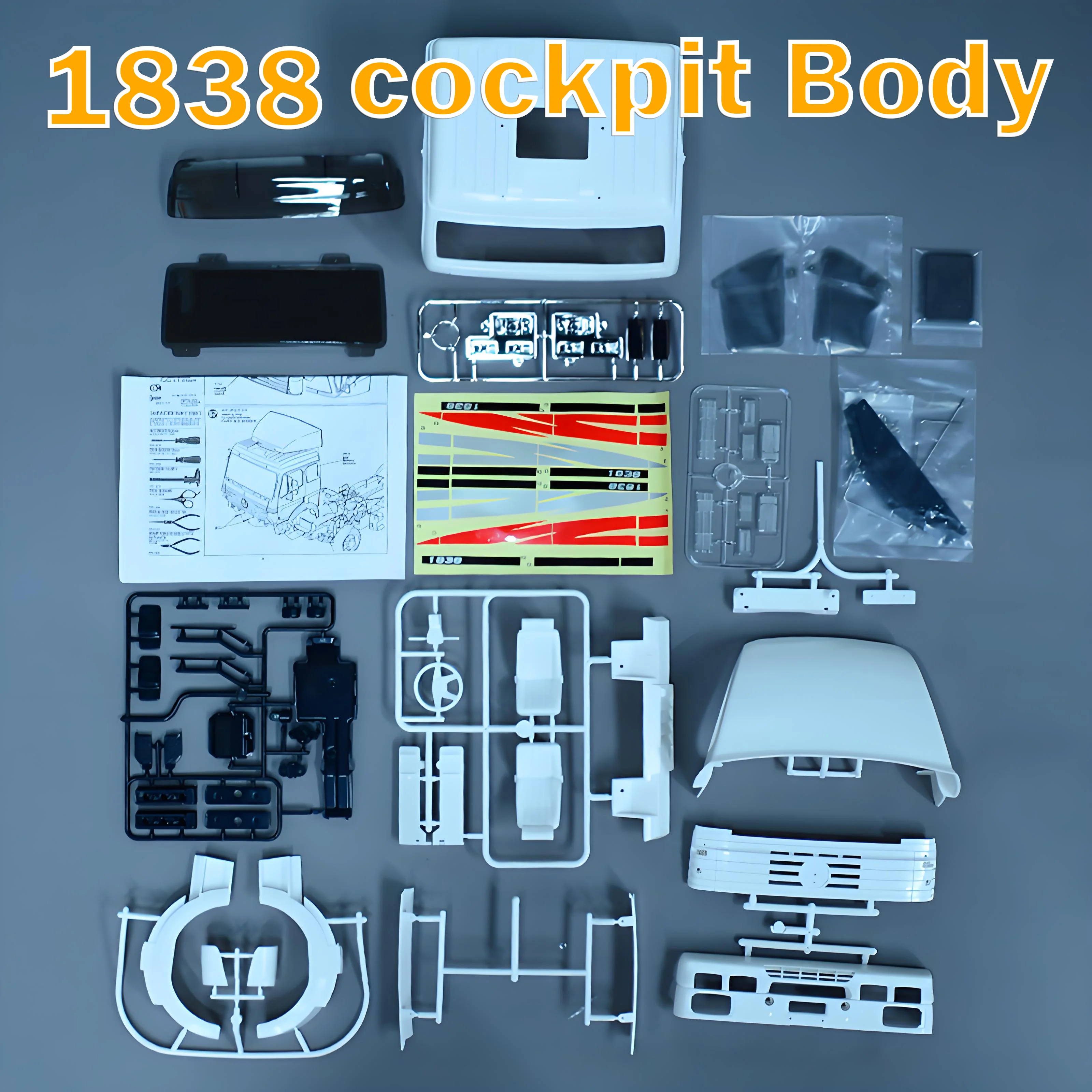 Plastic Cockpit Body Scattered Parts Set for 1:14th Scale R/C Tractor Truck Tamiya BENZ 1838 ACTROS AROCS DIY