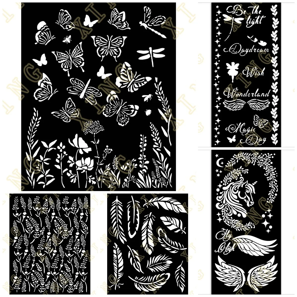 

2024 New Arrival Butterflies Feathers Layering Stencils Painting Scrapbook Coloring Embossing Album Decorative Template