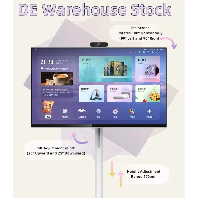 Tablet Android TV Smart 27/32 Inch 8GB+128GB FHD 1080P Smart Portable TV Stand Mobile PC IpadTV