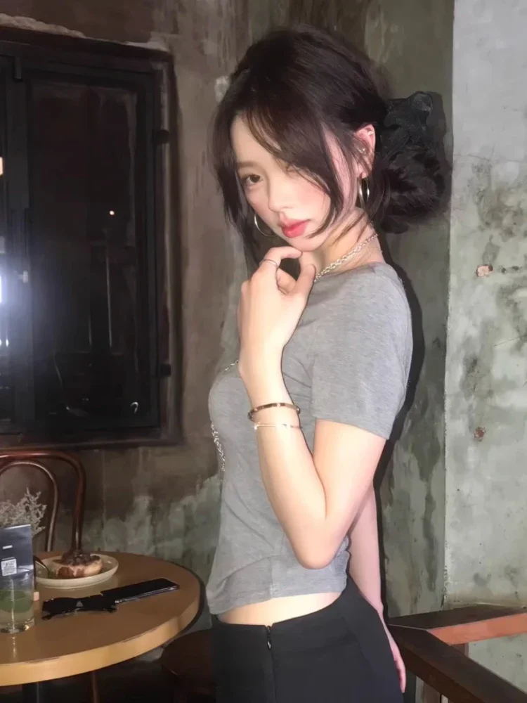 925, сексуальные кружевные лоскутные укороченные топы Harajuku Fairy Grunge, серая одежда, уличная одежда, женская эстетичная облегающая винтажная футболка Y2k