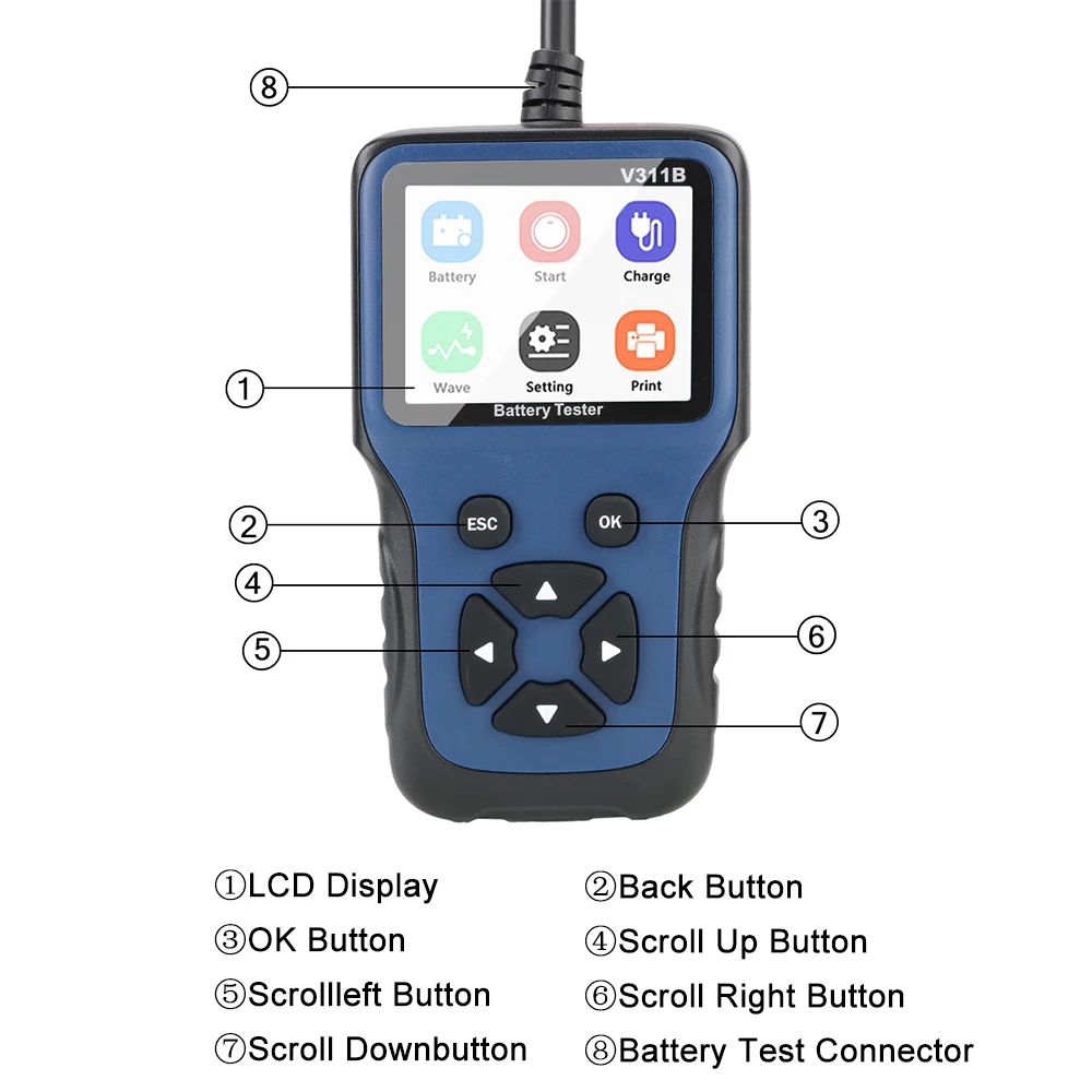 Car Charging Load Test Auto Diagnostic Tool Analyzer Tools Automotive V311B 12V Car Battery Charger Tester Analyzer