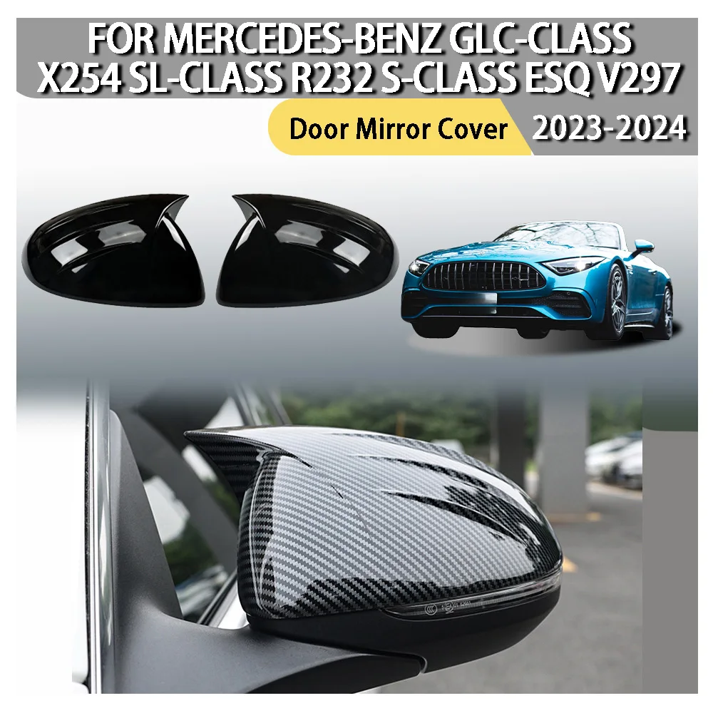 

Bull-Horn Door Mirror Cover For Mercedes-Benz GLC-Class X254 SL-Class R232 S-Class ESQ V297 2023 2024 Car Decoration Car Upgrade