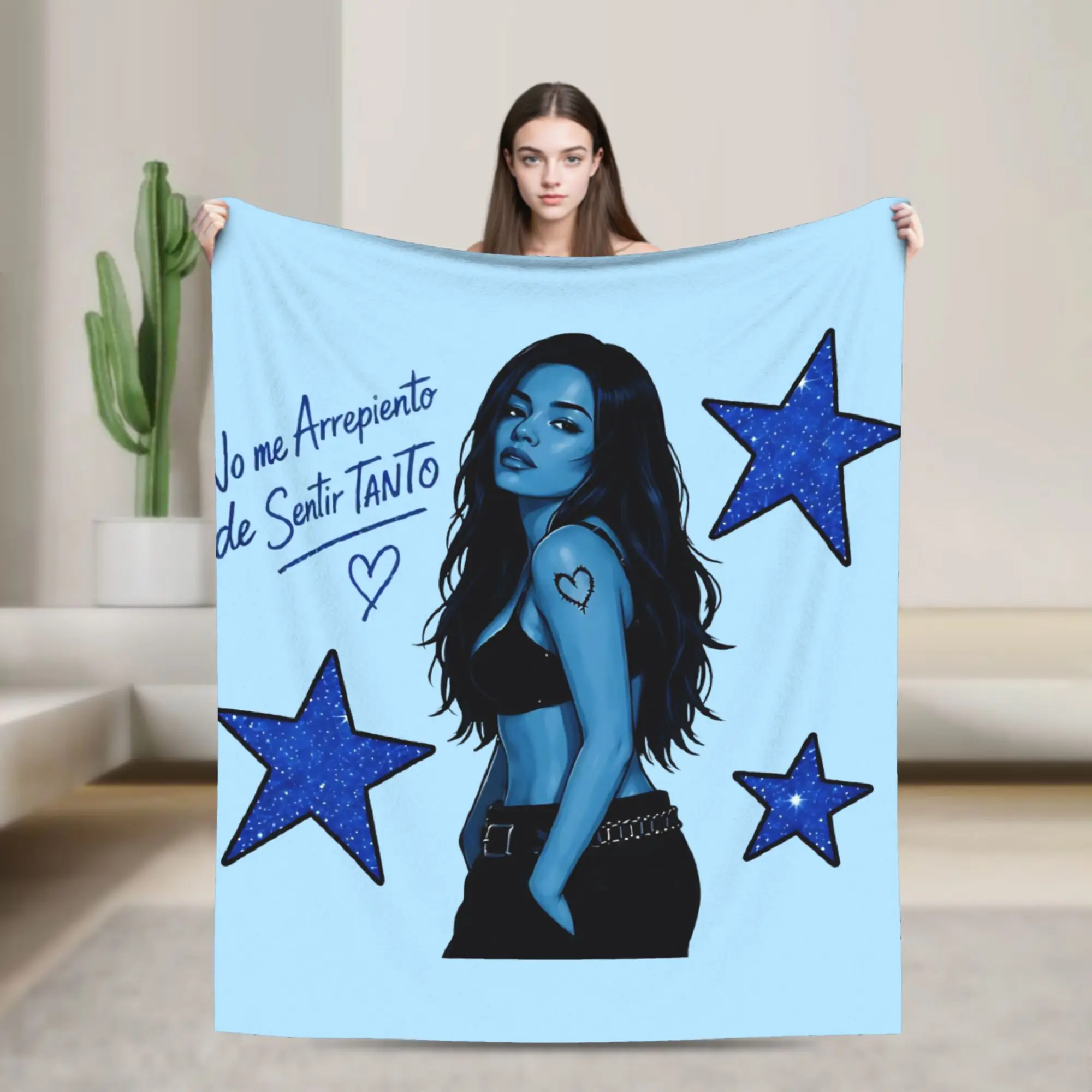 Karol G Tropicoqueta Tour Knitted Blanket Flannel Latin Music Super Warm Throw Blankets for Bedding Couch Bedroom Quilt