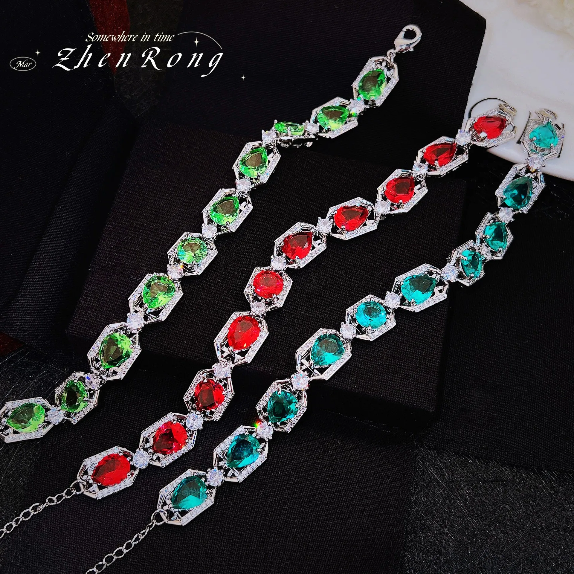 

Fashion Delicate Multicolor Crystal Silver Color Bracelets For Woman Luxury White Gold Plated Bracelet Chain Women's Jewelry