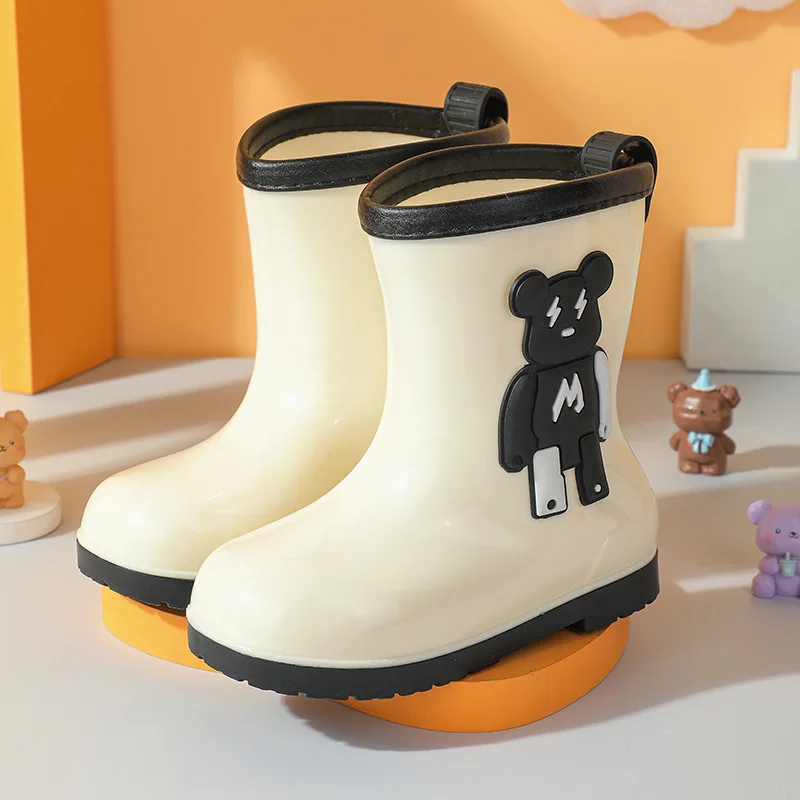 Anti-Slip Children Baby Rain Shoes Kids Rain Boots Girls Boys Rainboots  PVC Waterproof Mid-Calf Water Shoes Soft Rubber