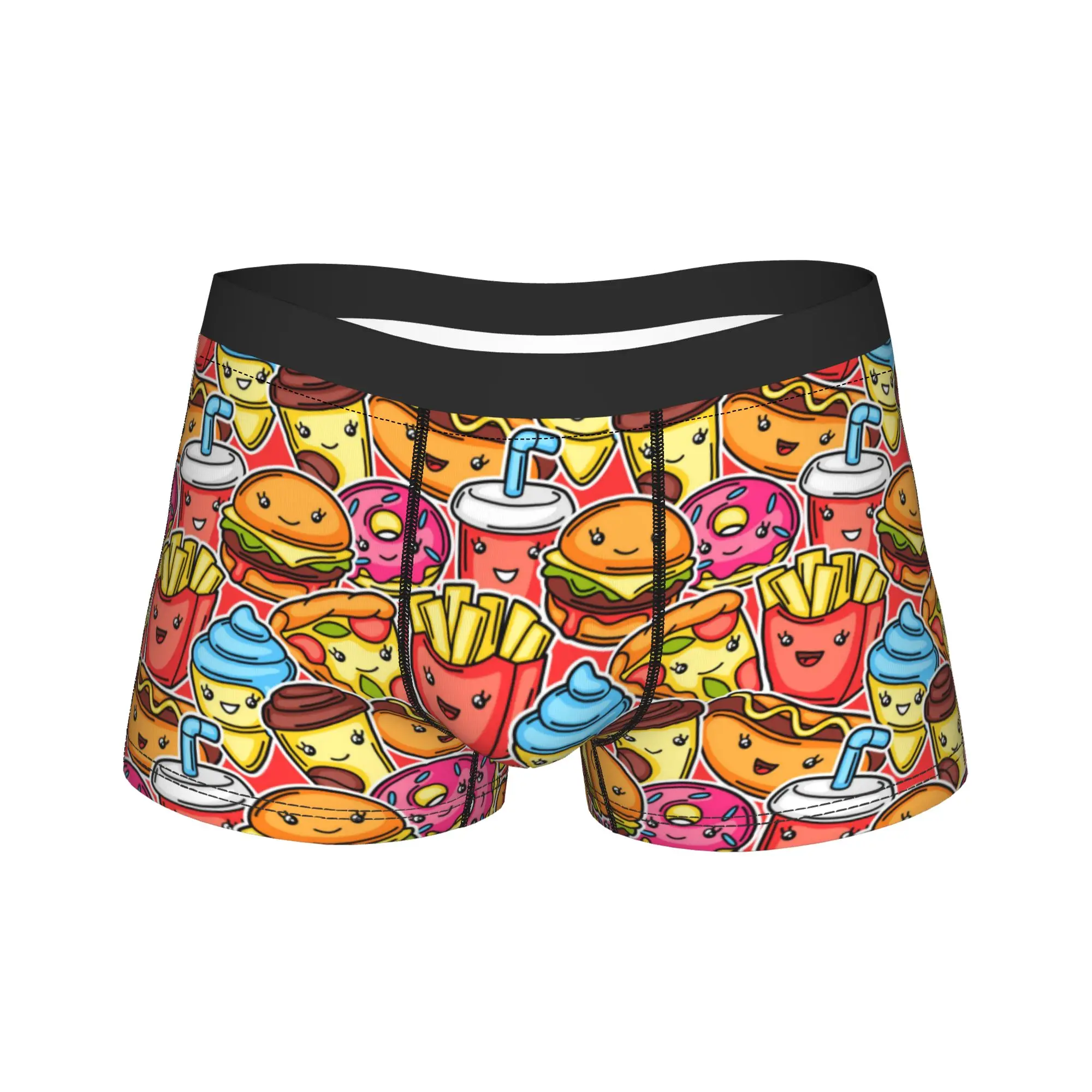 cute kawaii fast food meal Underwear  Sexy Soft Underpants Custom Boxer Brief For Male Pouch Plus Size Trunk