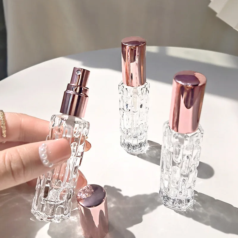 

Rose Gold Glass Portable Refillable Perfume Bottle Cosmetic Container Press Empty Spray Atomizer Travel Small Sub-bottle 10ml