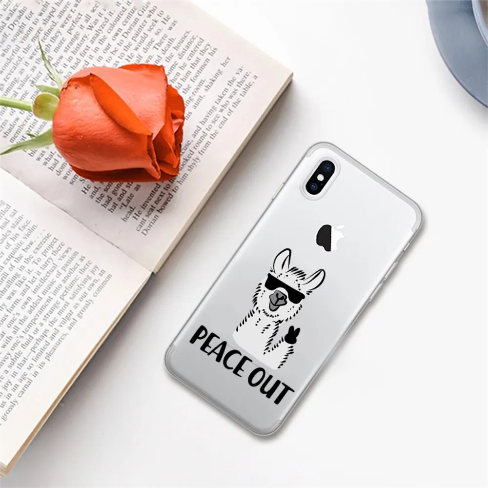 Lama Llama Alpacas Animal Phone Case For iPhone 14 13 12 11 Pro Max Mini X Xs XR 6 7 8 Plus SE 2020 Transparent Case