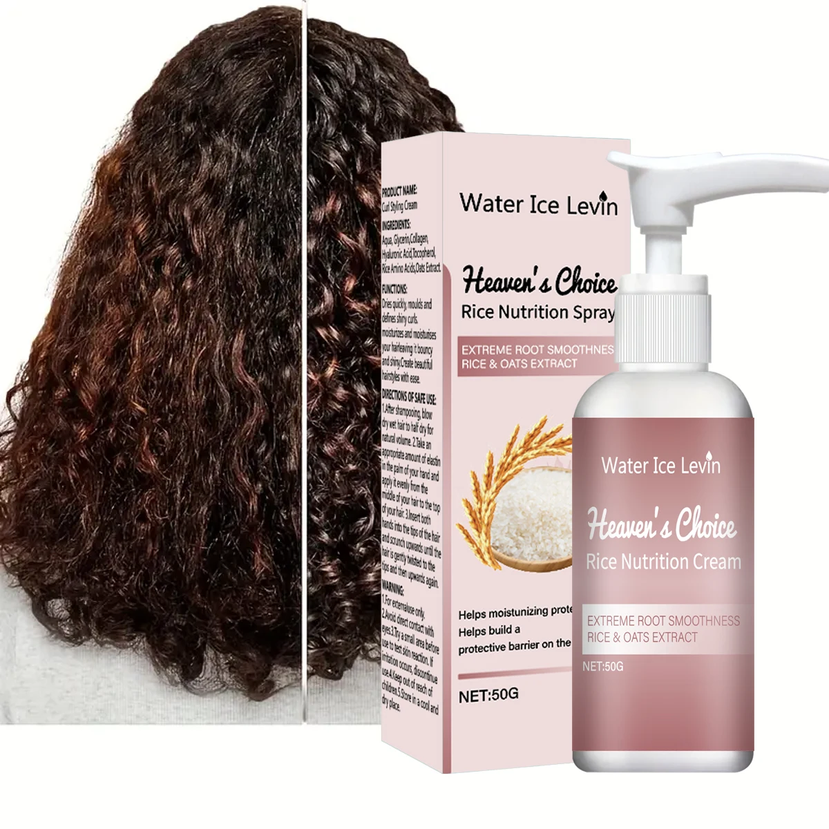 كريم تجعيد الأرز من هيفينز تشويس مع مستخلص الشوفان - تصفيف سريع الجفاف لتجعيد الشعر المحدد واللامع والتنعيم القصوى