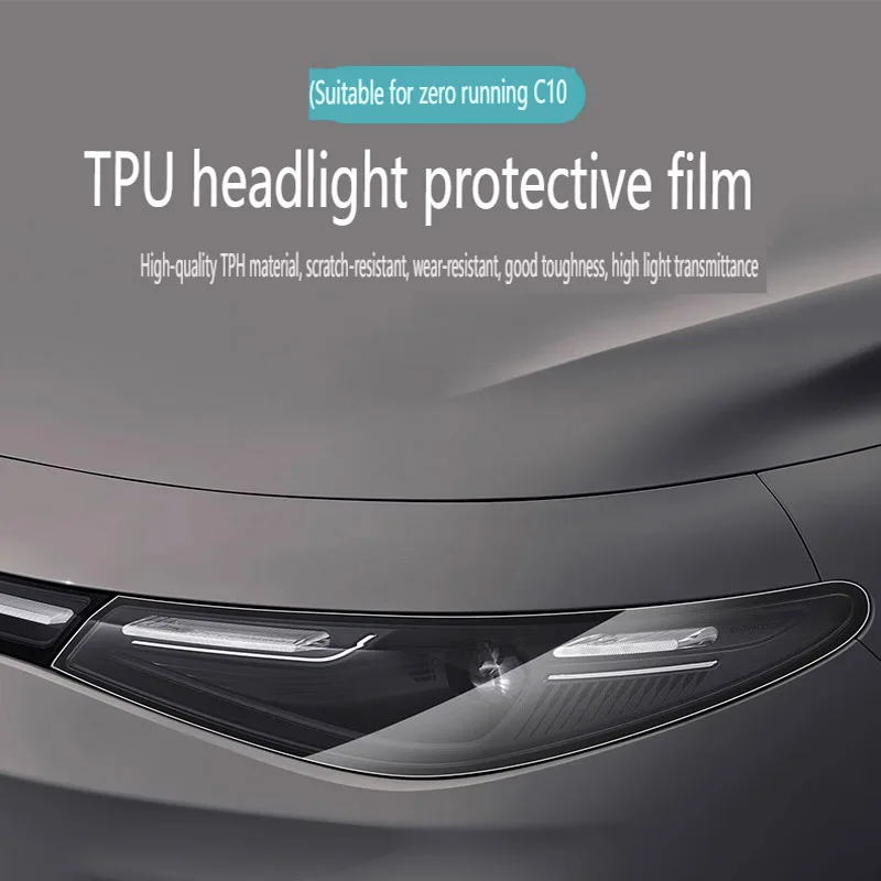 3 Pieces Car Front Headlamp Film for Leapmotor C10 Smoked Black TPU Transparent Film Headlight Trim Strips Car Accessories