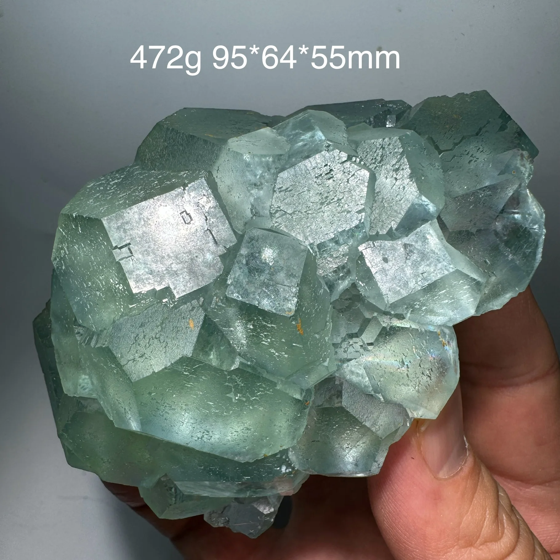 472g Natural Polyhedral Light Green Fluorite Mineral Specimen Crystal Quartz Healing Stone Desk Decor From ZheJiang